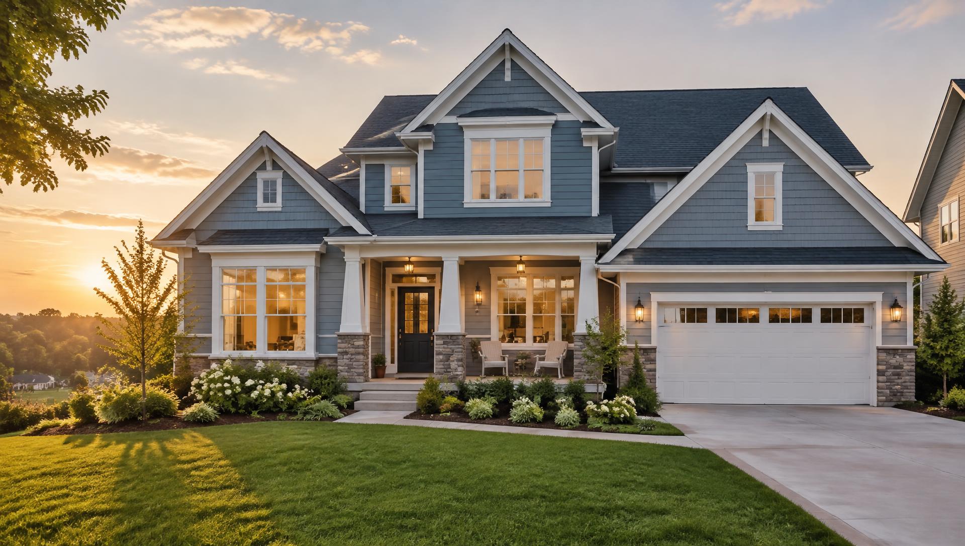 A beautiful home at golden hour